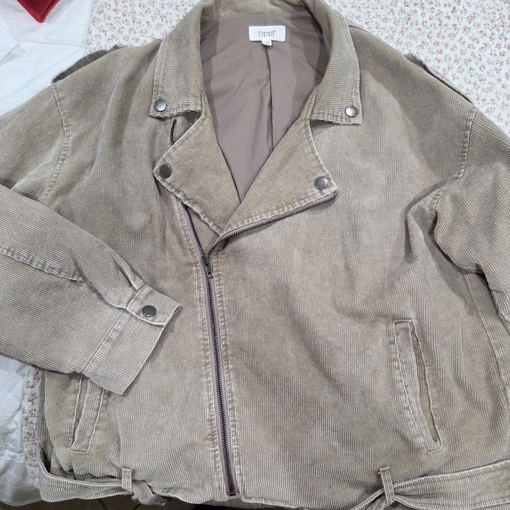 ODDY Taupe Corduroy Western Jacket 1X